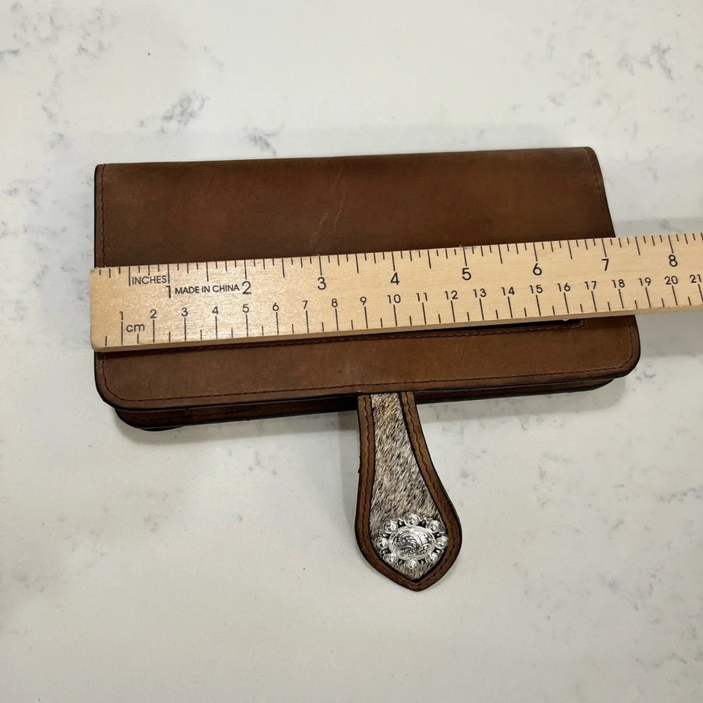 Brown Leather Wallet with Silver Accents